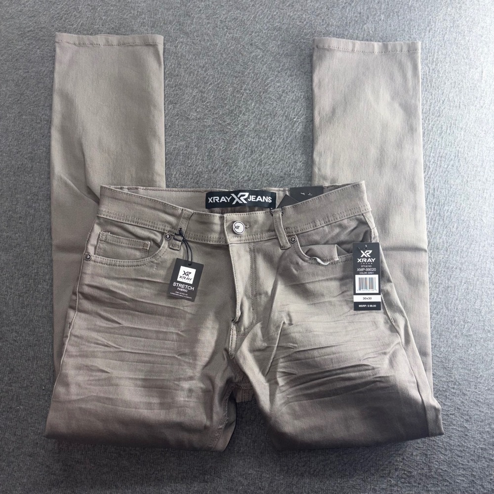 XRAY Jeans Mens Slim Fit Commuter Pants Grey Stretch Fabric XMP-99020 30x30